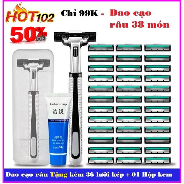 BỘ CẠO RÂU 36 LƯỠI-TẶNG KÈM TUÝP KEM BÔI TRƠN [Miễn Phí Vận Chuyển khi đơn đạt giá trị tối thiểu 150k]