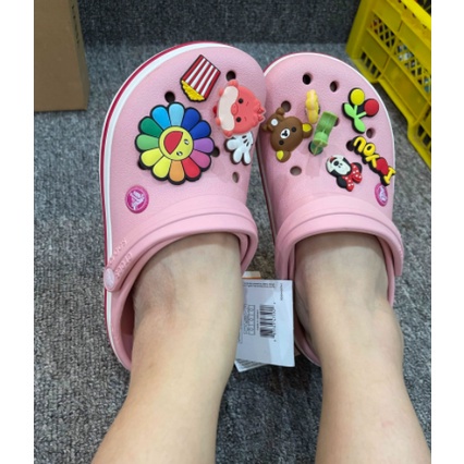dép crossFREESHIPdép cross đế bánh mì họa tiết hồng SHINBAN0Z3 tặng thêm 12 sticker cross