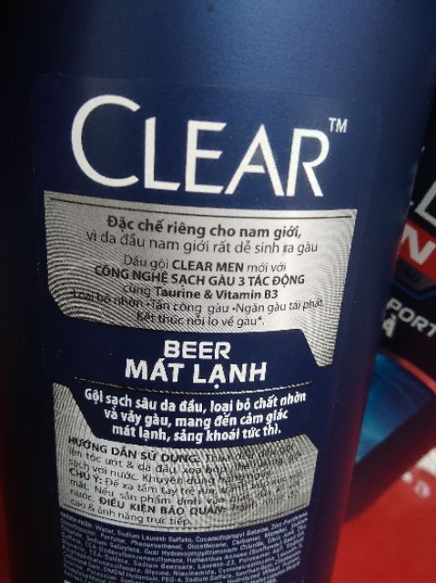 DẦU GỘI CLEAR MEN BEER MÁT LẠNH 650G