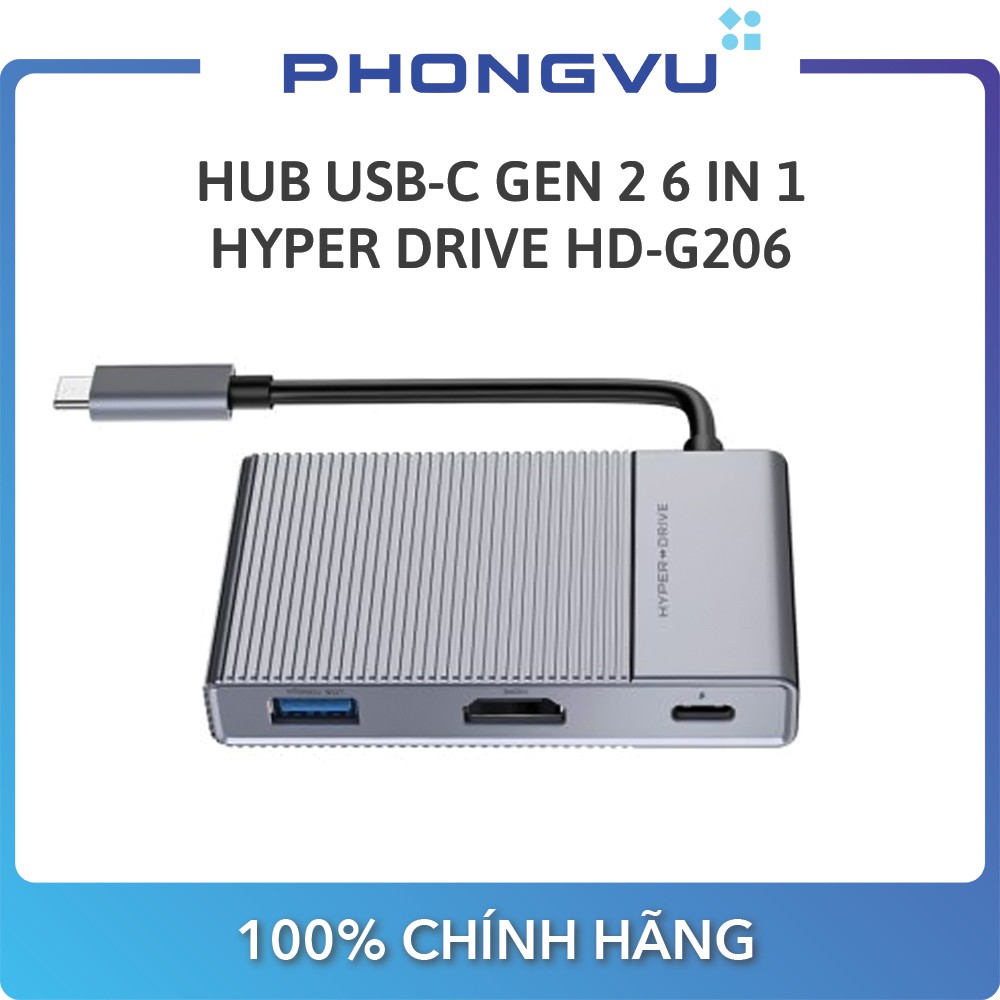 Bộ chia/Hub USB-C Gen 2 6 in 1 Hyper Drive HD-G206