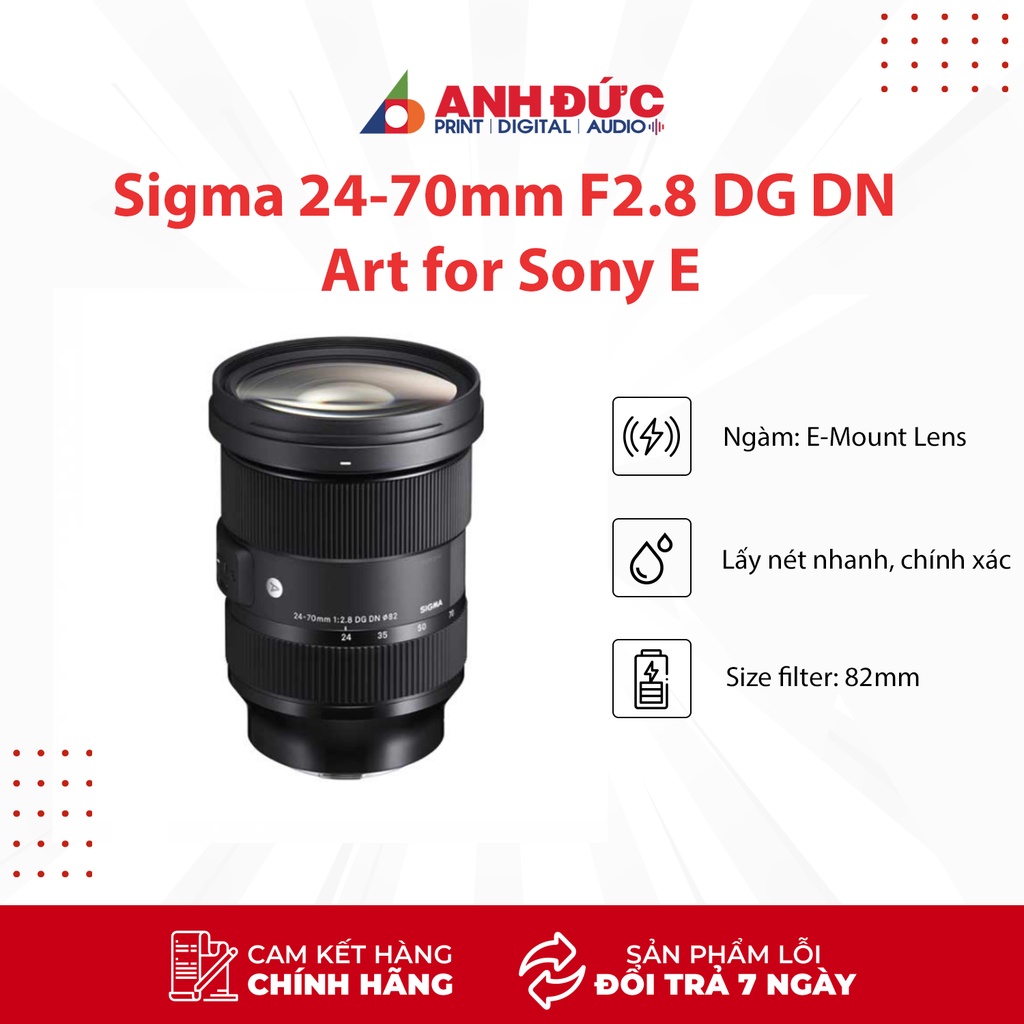Ống Kính Sigma 24-70mm F2.8 DG DN Art for Sony E, Bảo Hành 12 Tháng Chính Hãng