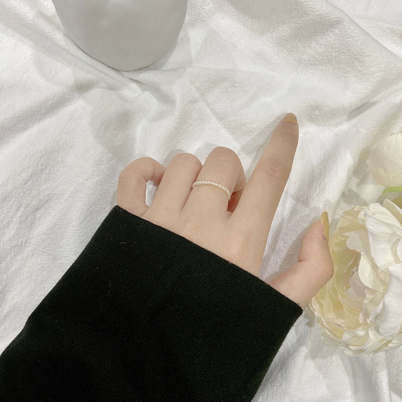 Nhẫn Nhựa Acrylic Đính Ngọc Trai Phong Cách Vintage Dành Cho Nữ