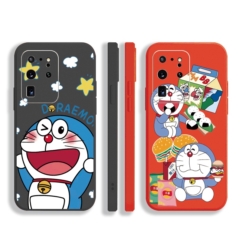 Ốp Điện Thoại Cạnh Vuông In Hình Doraemon Cho Samsung Galaxy S21 Ultra S20 FE S10 Plus A52 5G A72 4G