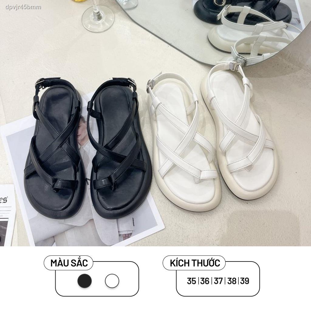 2021Giày Sandal Nữ Ulzzang Vintage, Dép Quai Hậu Xỏ Ngón Dây Mảnh Đan Chéo Đế Cao Su Cao Cấp Hàn Quốc - Iclass_shoes