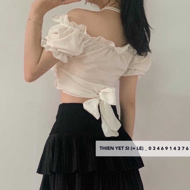 ÁO CROPTOP ĐẮP CHÉO NƠ EO NỮ THIÊN YẾT