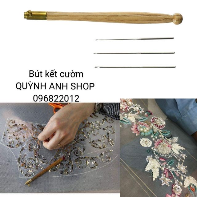 Bút đính cườm tambour (3 kim )