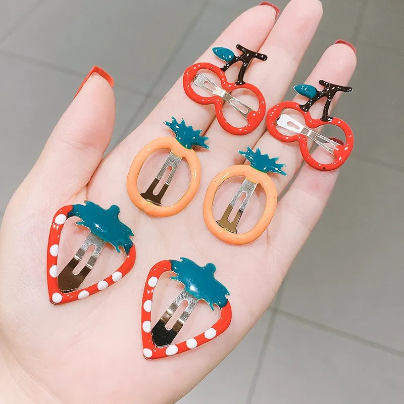 Bộ 5 Kẹp Tóc Hình Trái Cây / Hoạt Hình Đơn Giản Thời Trang Cho Nữ