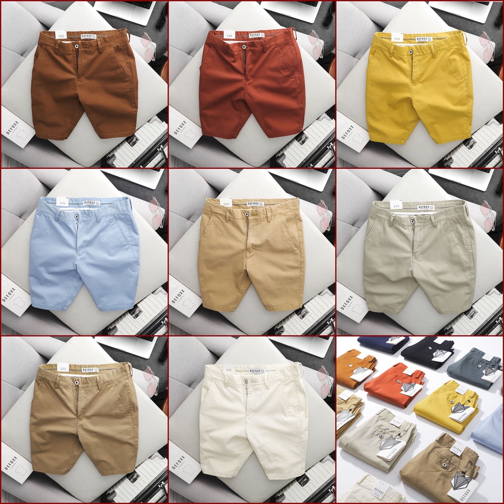 Quần short Defoxx chất kaki co giãn tốt với bảng màu cho nam giới phục vụ anh em quanh năm ❤️ QSDF1