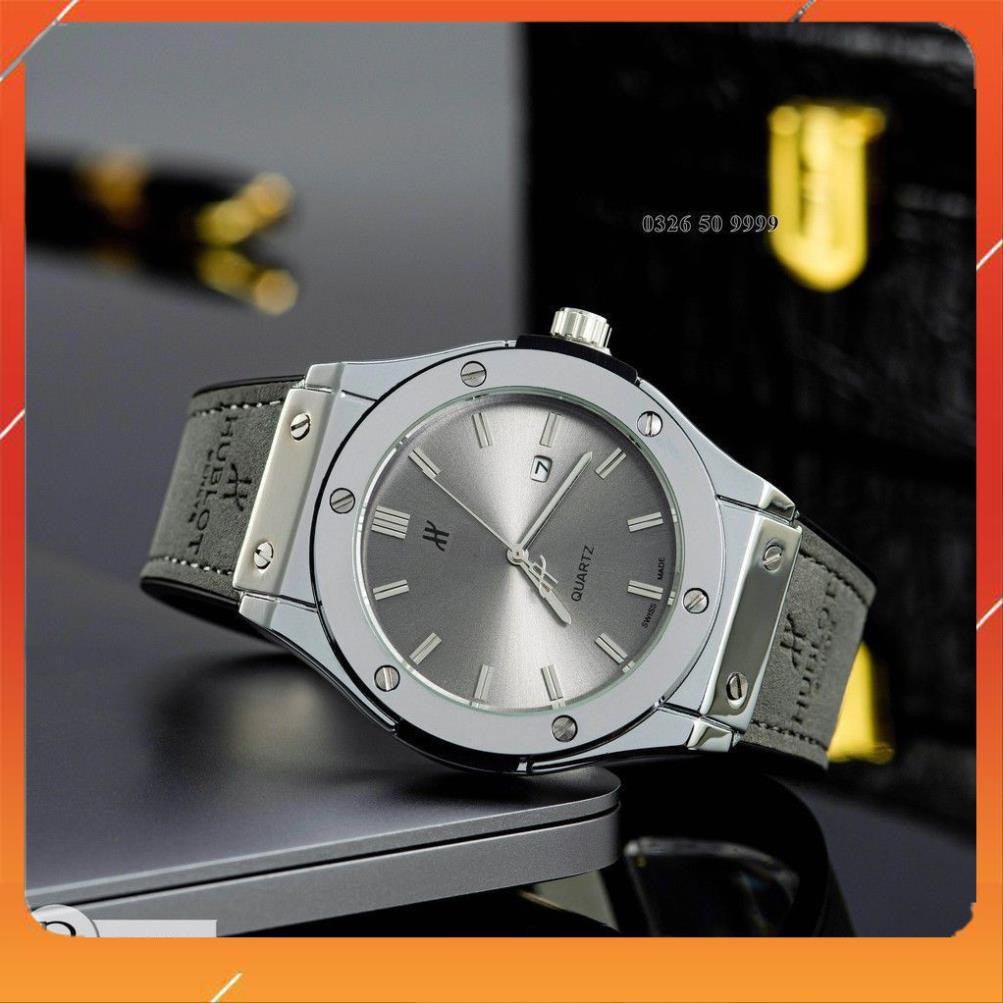 (Hubot.viền trơn) Đồng hồ nam Hubot - Bản classic máy pin - kim thể thao, dây da 2 lớp - Bảo hành 12 tháng