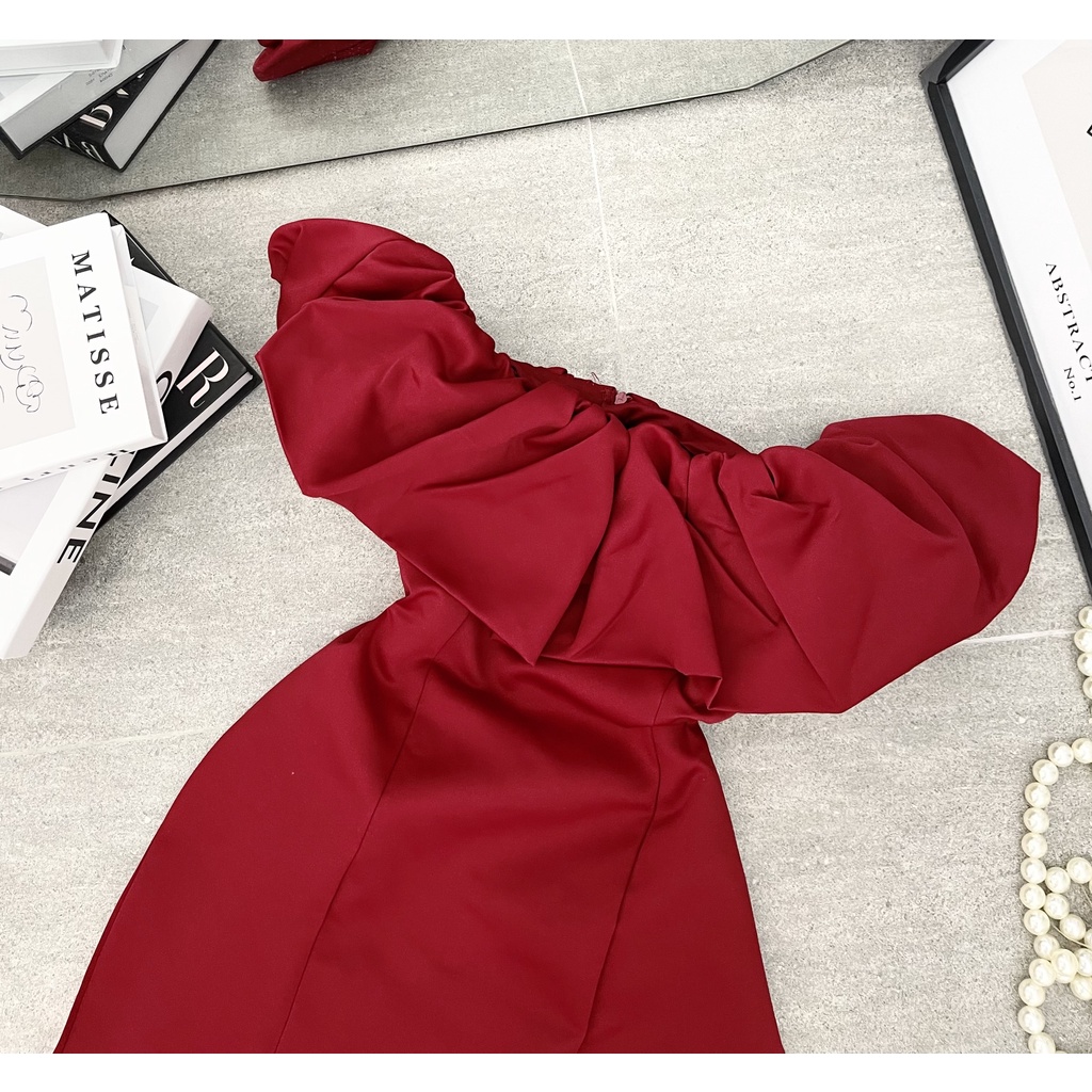 Váy Ôm Body Trễ Vai, Đầm Đỏ Noel Nữ Nhún Tầng Bèo Chất Vải Cao Cấp, Siêu Tôn Dáng, Phong Cách Gợi Cảm, Quyến Rủ Cho Bạn | BigBuy360 - bigbuy360.vn