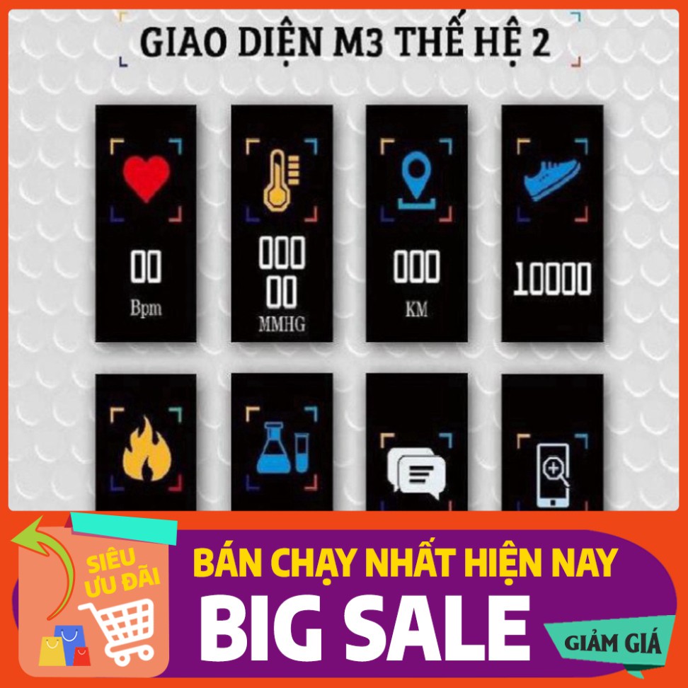 [FREE SHIP] 💥BẢO HÀNH 1 NĂM💥 Vòng Tay Đồng Hồ Thông Minh Band M3 CHÍNH HÃNG - Đồng hồ theo dõi sức khỏe, Chống Nước💥S