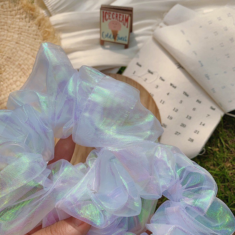 Cô gái Hair Scrunchie Đàn hồi lưới Ponytail Chủ Tóc Tie Shinny Quà tặng siêu lớn (Hair Scrunchies)