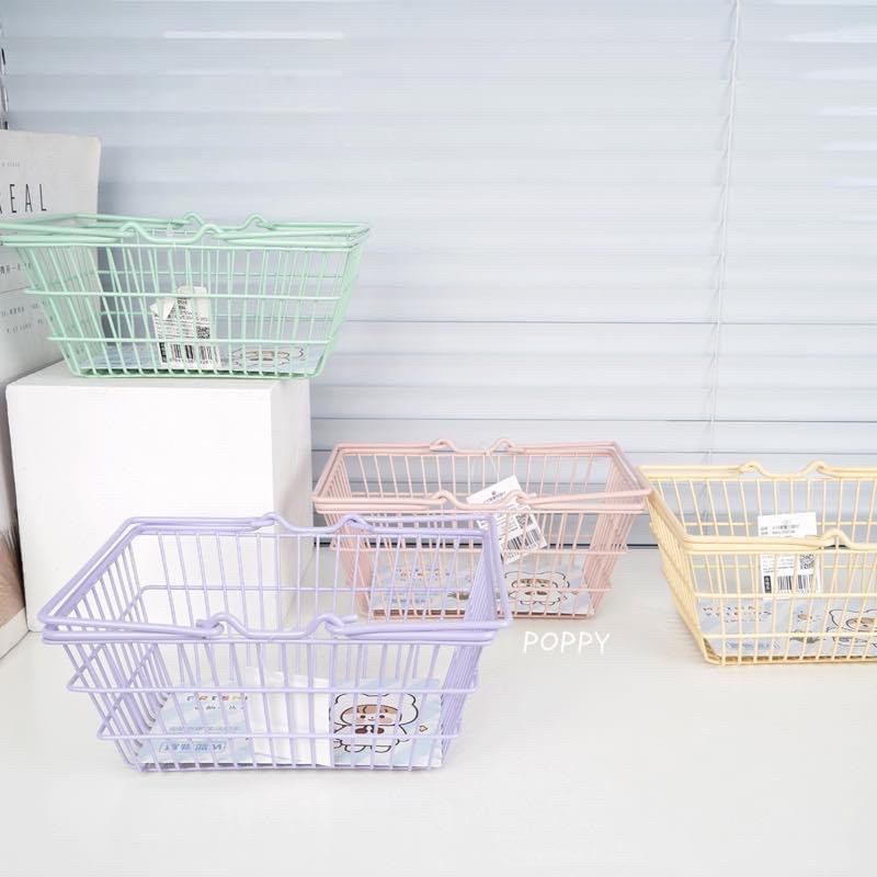 Giỏ, Rổ Kim Loại Có Quai Màu Pastel Đựng Phụ Kiện Đa Năng Tiện Lợi