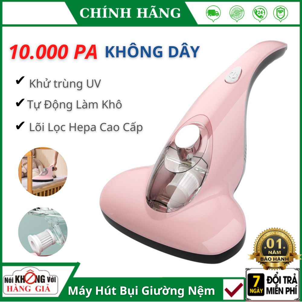 Máy hút bụi giường nệm chăn ga sofa Chigo tích điện cầm tay , lực hút 10000PA diệt khuẩn bằng tia UV tự động sấy khô