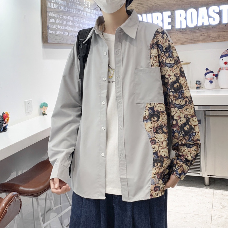 Áo sơ mi nam AOKANG dài tay cổ bẻ form rộng thời trang phong cách Hong Kong
