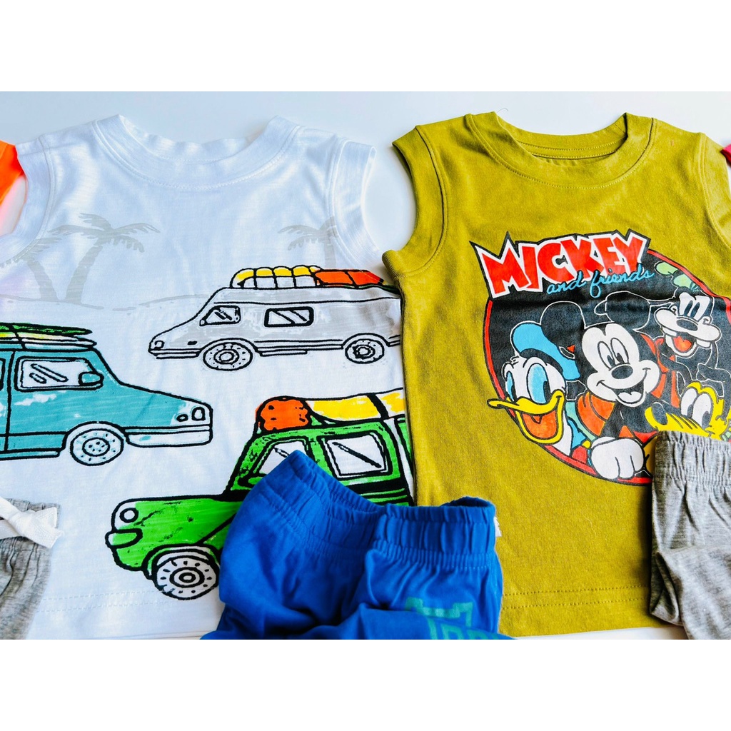 Bộ quần áo bé trai ba lỗ áo phông sát nách cho bé mặc mùa hè chất liệu cotton size 3,4,5,6,7,8 tuổi - STHA