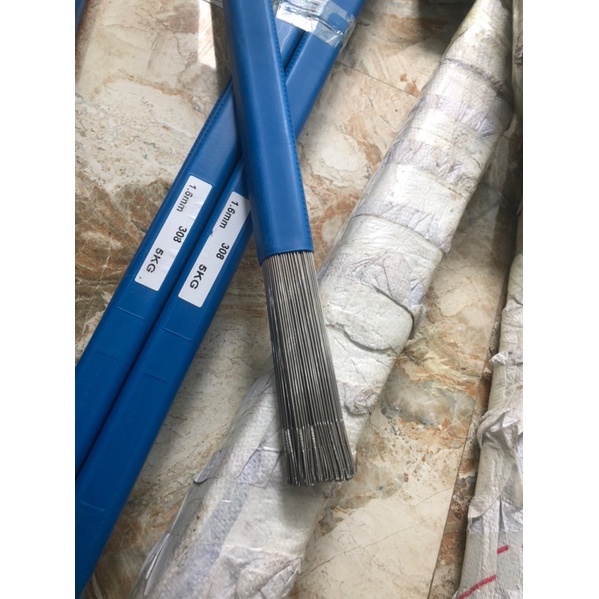 Que bù TIG inox 308 1.6 2.4 hộp 5kg