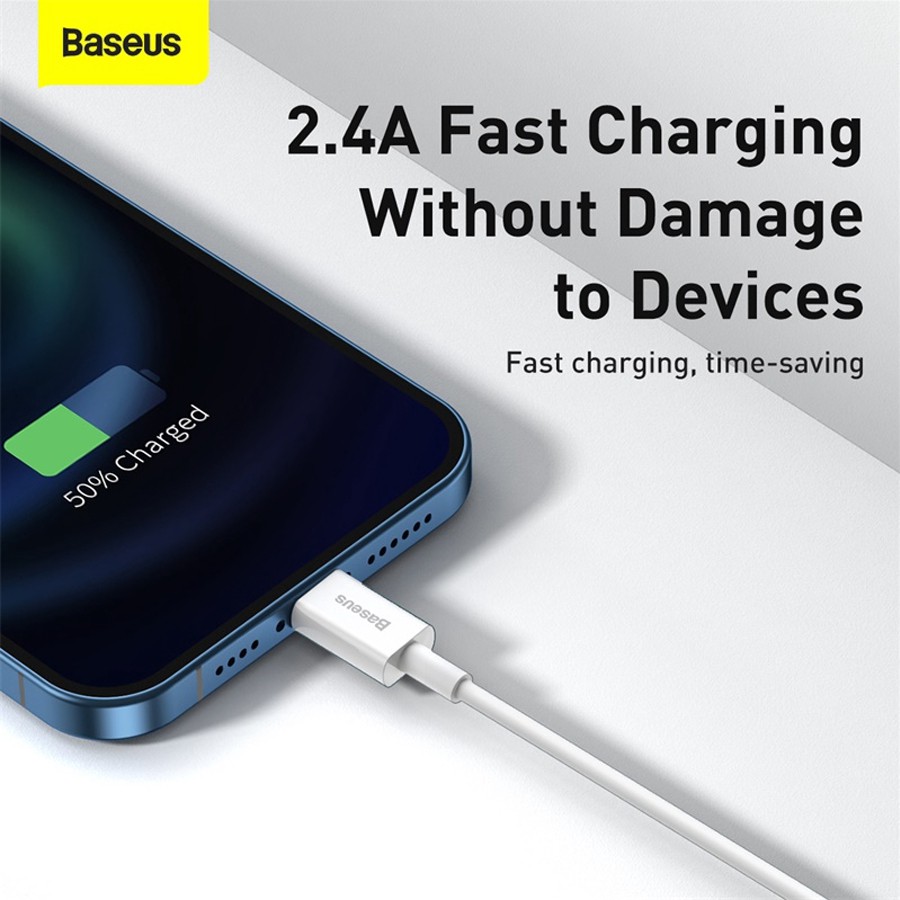 Cáp sạc Baseus Superior Series Lightning USB tốc độ sạc 2.4A,truyền dữ liệu 480Mbps dây nhựa dẻo ABS + TPE, dài 25/100cm