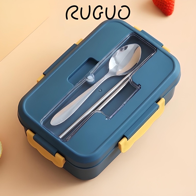 Hộp cơm văn phòng 1 tầng bằng lúa mạch an toàn tặng kèm đũa thìa inox cao cấp