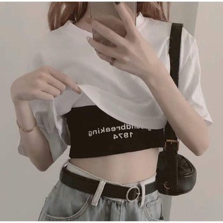 ÁO THUN CROPTOP GROUNDBREAKING 1974 (Set 2 áo CROPTOP & BRA) - (Sp sẵn)