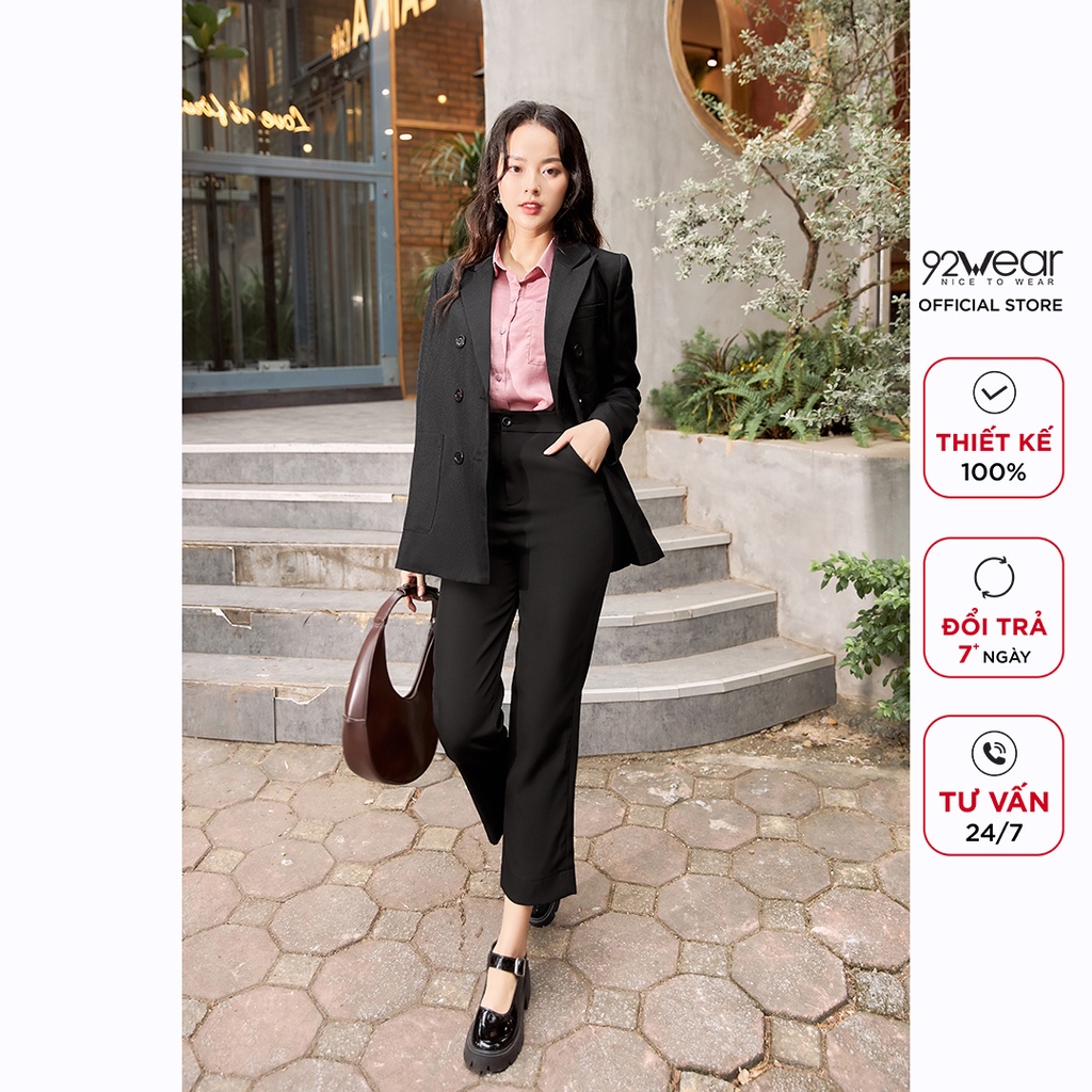 Áo vest nữ 92WEAR, thiết kế hàn quốc dài tay túi ốp hai hàng cúc thanh lịch, trẻ trung VDW1170 | BigBuy360 - bigbuy360.vn