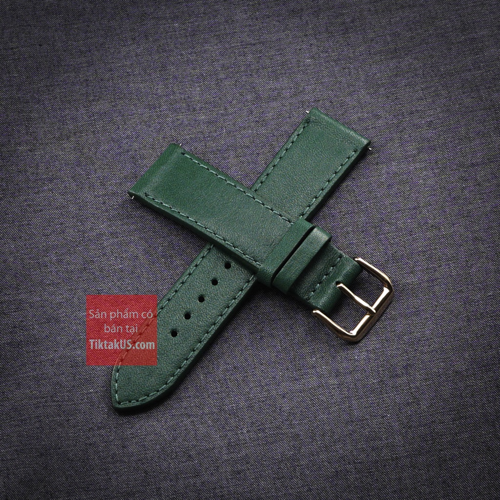 Dây đồng hồ nam da bò thật 100% khóa vàng hồng, Size từ 18mm đến 24mm