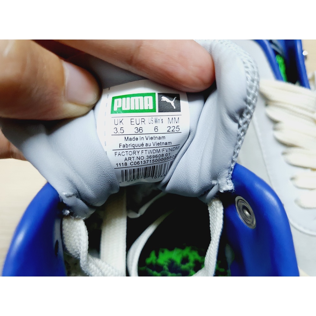 2hand  Giày Pu.ma xanh phối da lộn