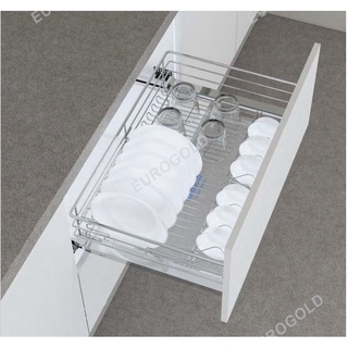 KỆ BÁT ĐĨA INOX NAN ÂM TỦ EG6260 - EG6290 GẮN CÁNH, RAY GIẢM CHẤN, THƯƠNG HIỆU EUROGOLD