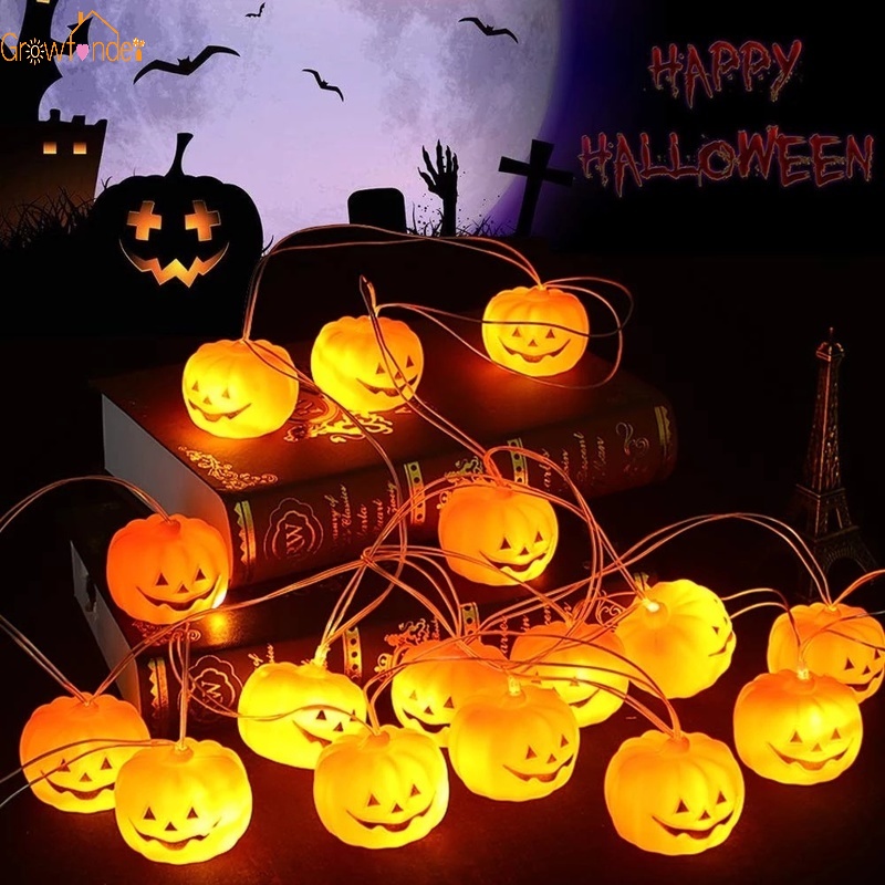 Dây Đèn Led 1M 10 Bóng Hình Quả Bí Ngô Trang Trí Nhà Cửa Dịp Halloween
