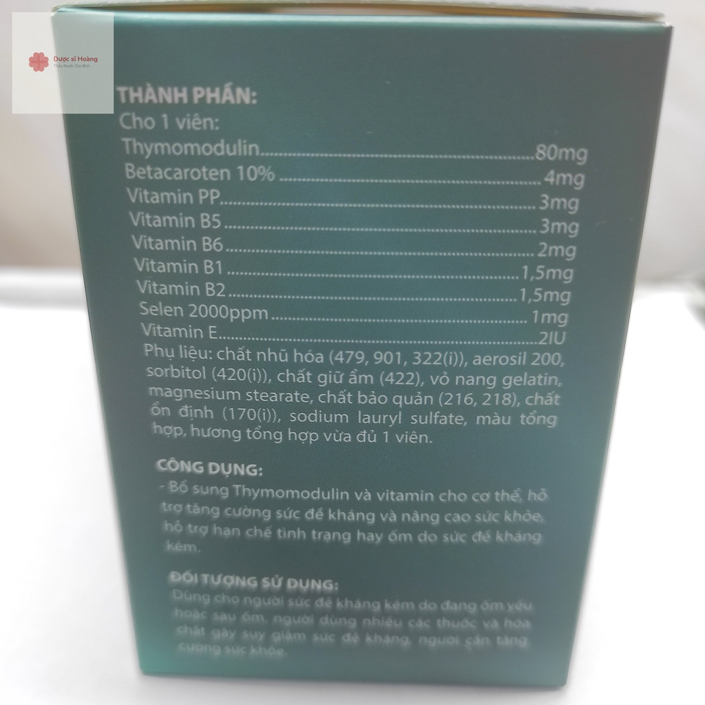 Viên nang mềm THYMO 100 Mới Thymomodulin 80MG - Hộp 60 viên