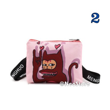 Túi đeo chéo unisex chữ nhật in hình thú cưng pet bag dễ thương