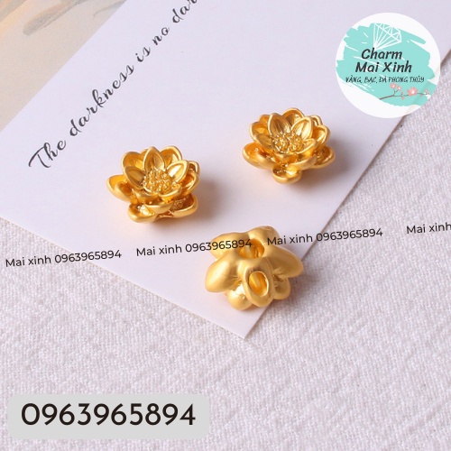 Charm Hoa Sen Vàng - phụ kiện xâu vòng tay nam nữ, charm phối vòng tay phong thuỷ handmade tự làm
