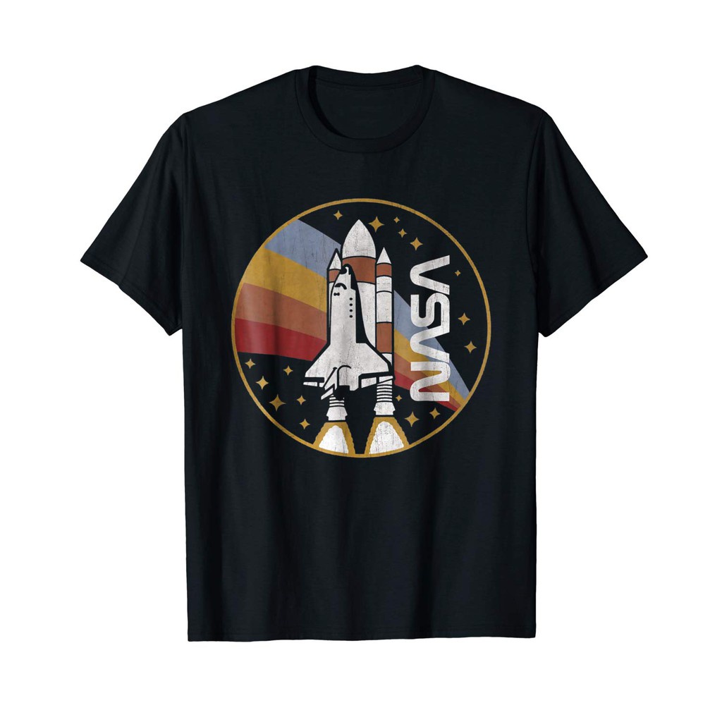 【Classic Hot Sale】 T-shirt Nasa Shuttle Launch Gorgeous With Rainbow 100% cotton gildan tops Father's Day Gift