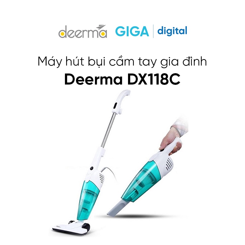 Máy hút bụi cầm tay gia đình Deerma DX118C / DX115C / DX128C -  Công suất 400W - 600W 3 đầu hút, dây 4.5m