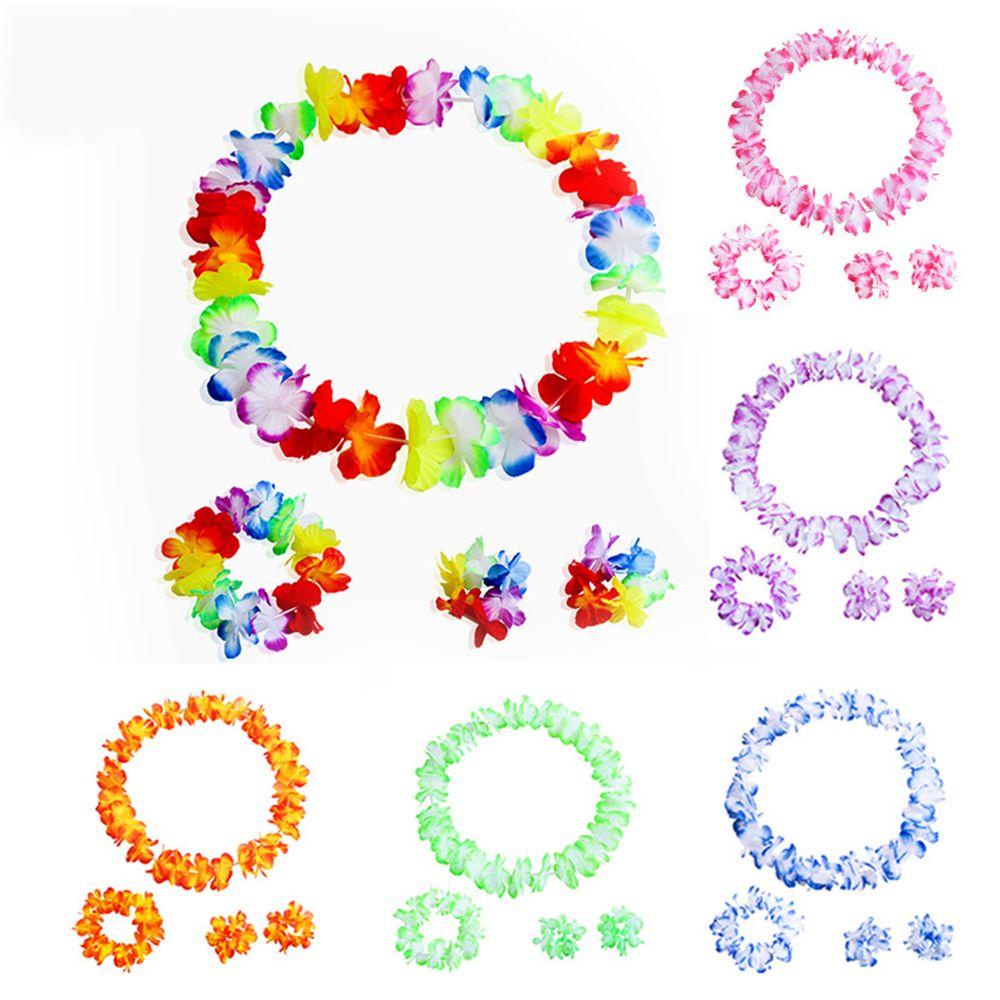 Set 4 Vòng Hoa Đeo Cổ Tay Phong Cách Hawaii Thời Trang Đi Biển Chất Lượng Cao