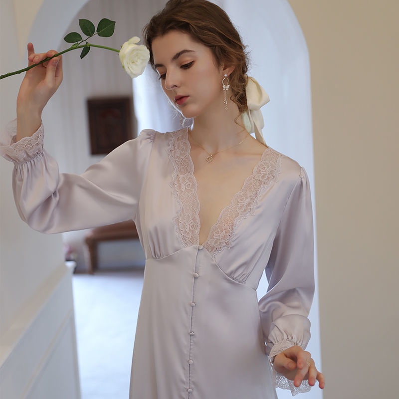 Đồ ngủ tay dài phong cách công chúa thời trang mùa thu mới cho nữ