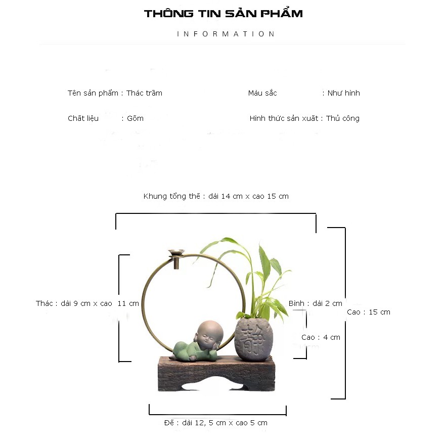 Thác khói trầm hương tượng chú tiểu