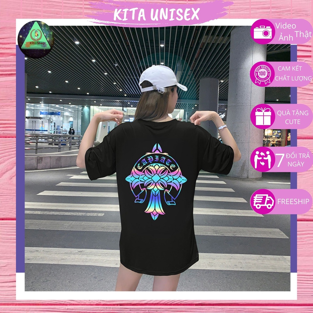 Áo thun phản quang 🚚FREESHIP🚚 Áo thun nam nữ Freesize Kita Unisex - Chữ Thập (chữ in 2 mặt) [Voucher 10%-20% đến 40k]