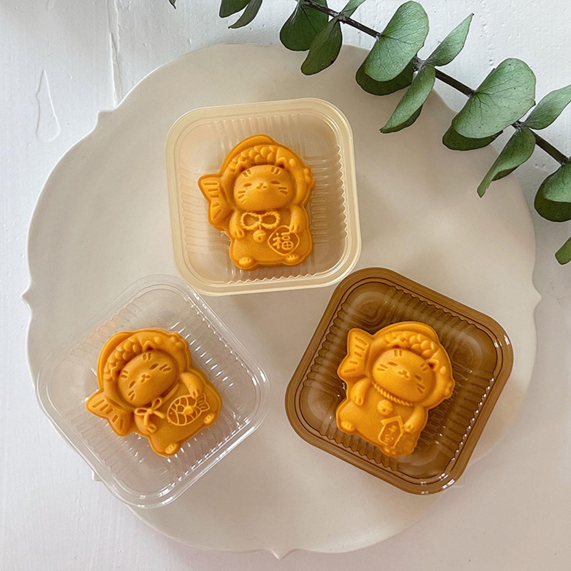 Khuôn Nhựa 50g Làm Bánh Trung Thu Hình Mèo Dễ Thương