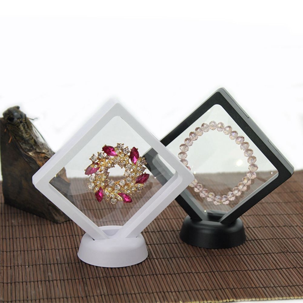 SEPTEMBER 2 Size Stand Holder 3D Floating Frame Box Show Case Transparent Coins Album Photo Square Jewelry Collectibles Display/Multicolor