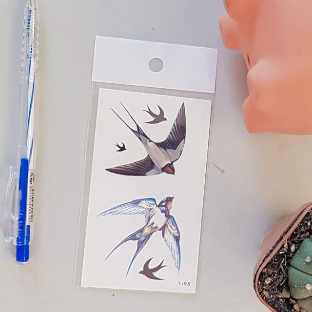 Hình xăm dán động vật chim én t028. Tatoo sticker tạm thời 10x6cm