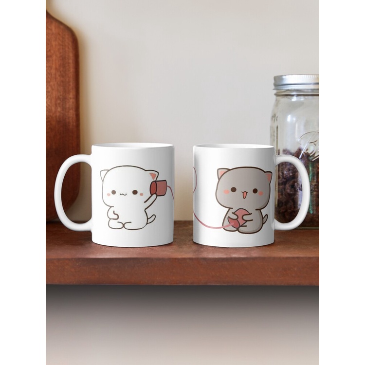 Cốc sứ uống nước in hình mèo mochi so cute cốc uống trà cafe