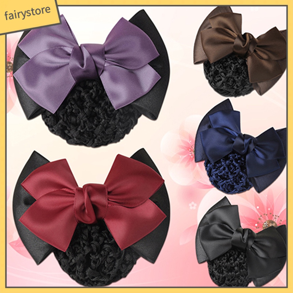 Kẹp lưới búi tóc đính nơ thời trang nữ tính