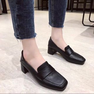 Giầy lười da lỳ gót 5cm [ Hàng order ]