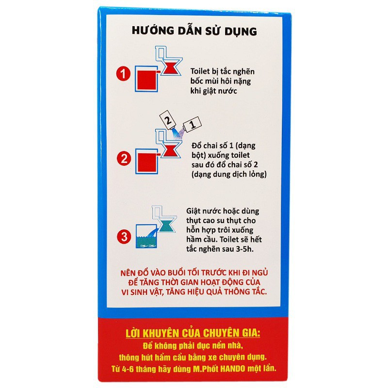 Bộ Thông tắc + Khử mùi hầm cầu M.phốt Hando 860g