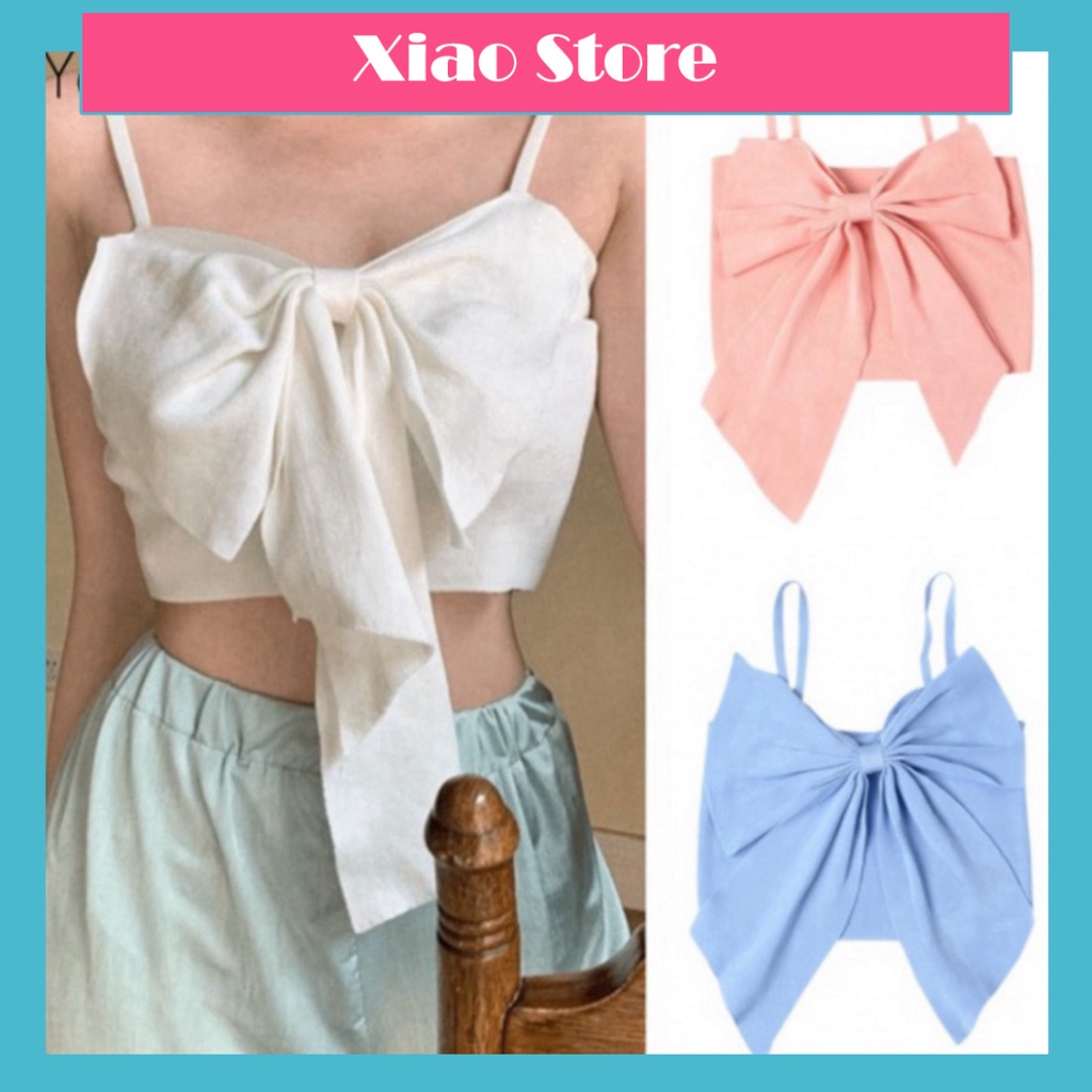 Áo Croptop Hai Dây cột nơ sắc màu thân thương phong thái korea Xiaostore - chất cực đẹp- sang chảnh