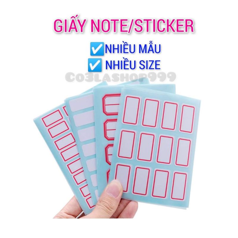 Giấy note/sticker/nhãn dán tự dính có nhiều mẫu và kích thước,ghi chú, dán giá