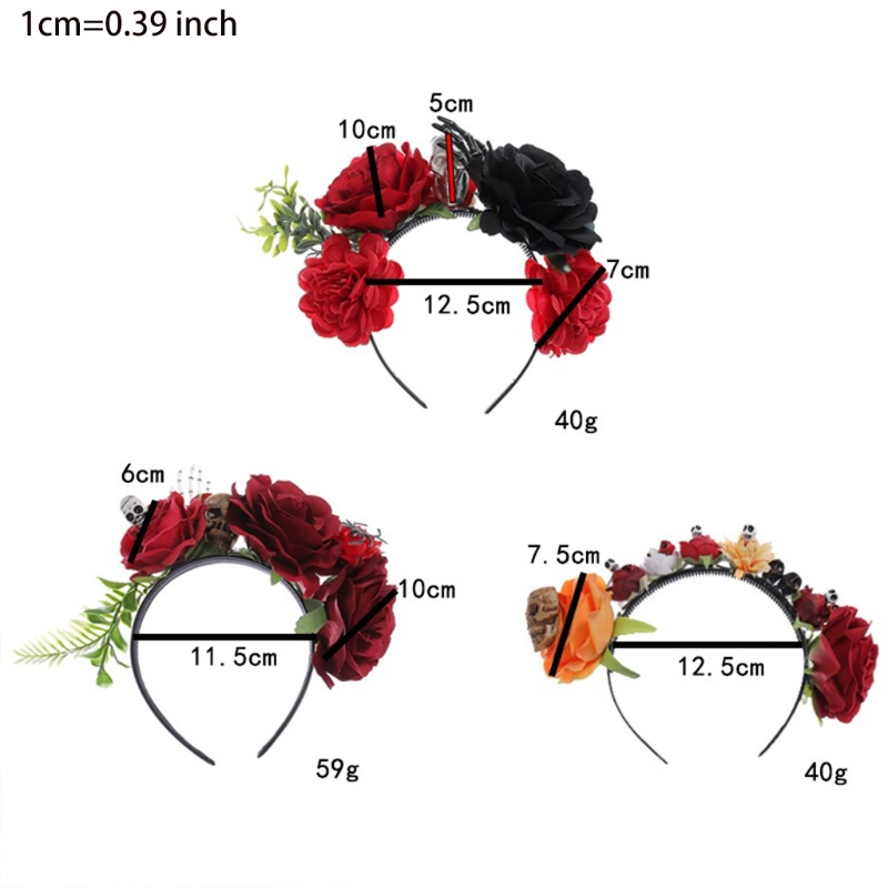 Băng Đô Hóa Trang Halloween Hình Đầu Lâu Hoa Hồng