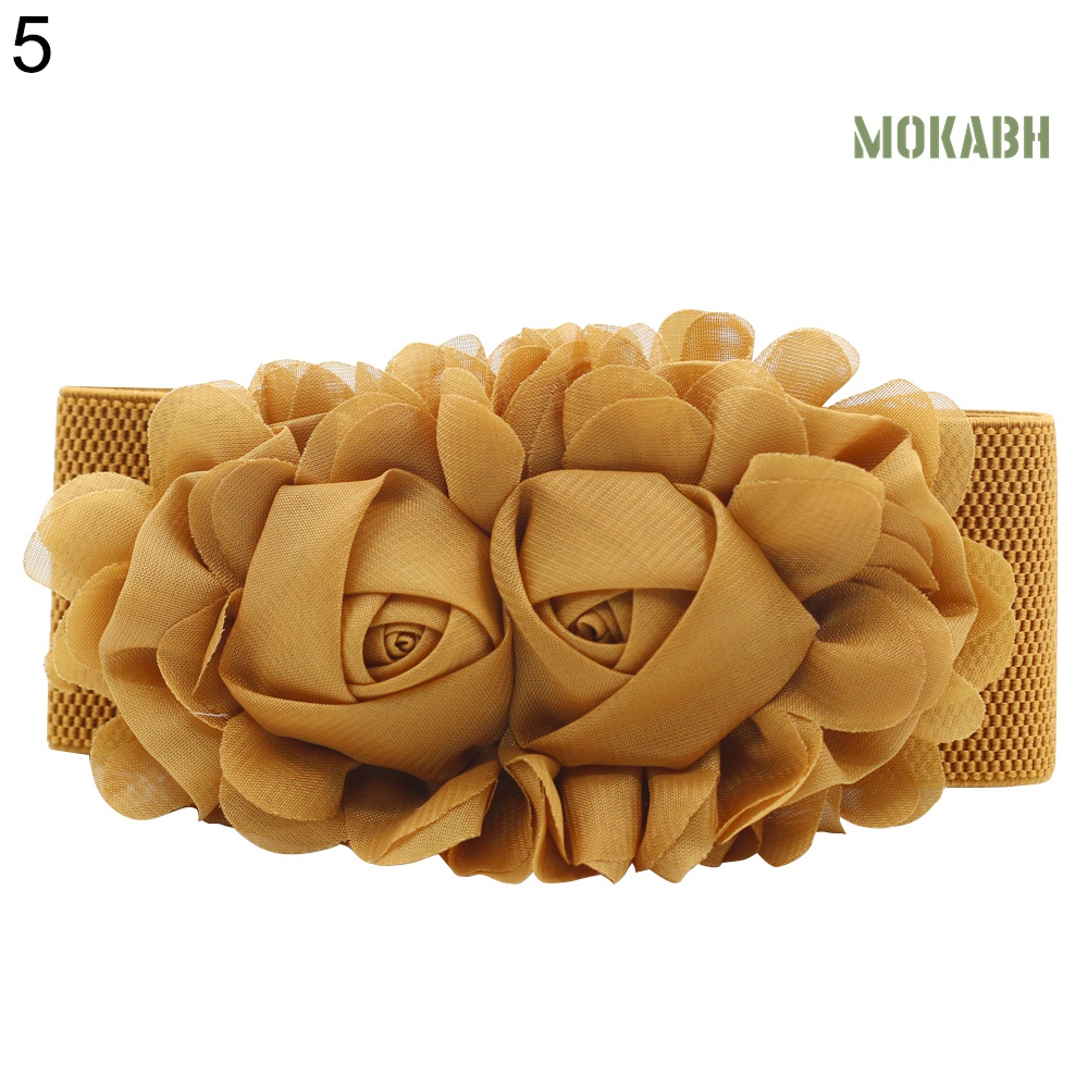 Thắt Lưng Bản Rộng Co Giãn Mặt Hoa Hồng Thời Trang Cho Nữ