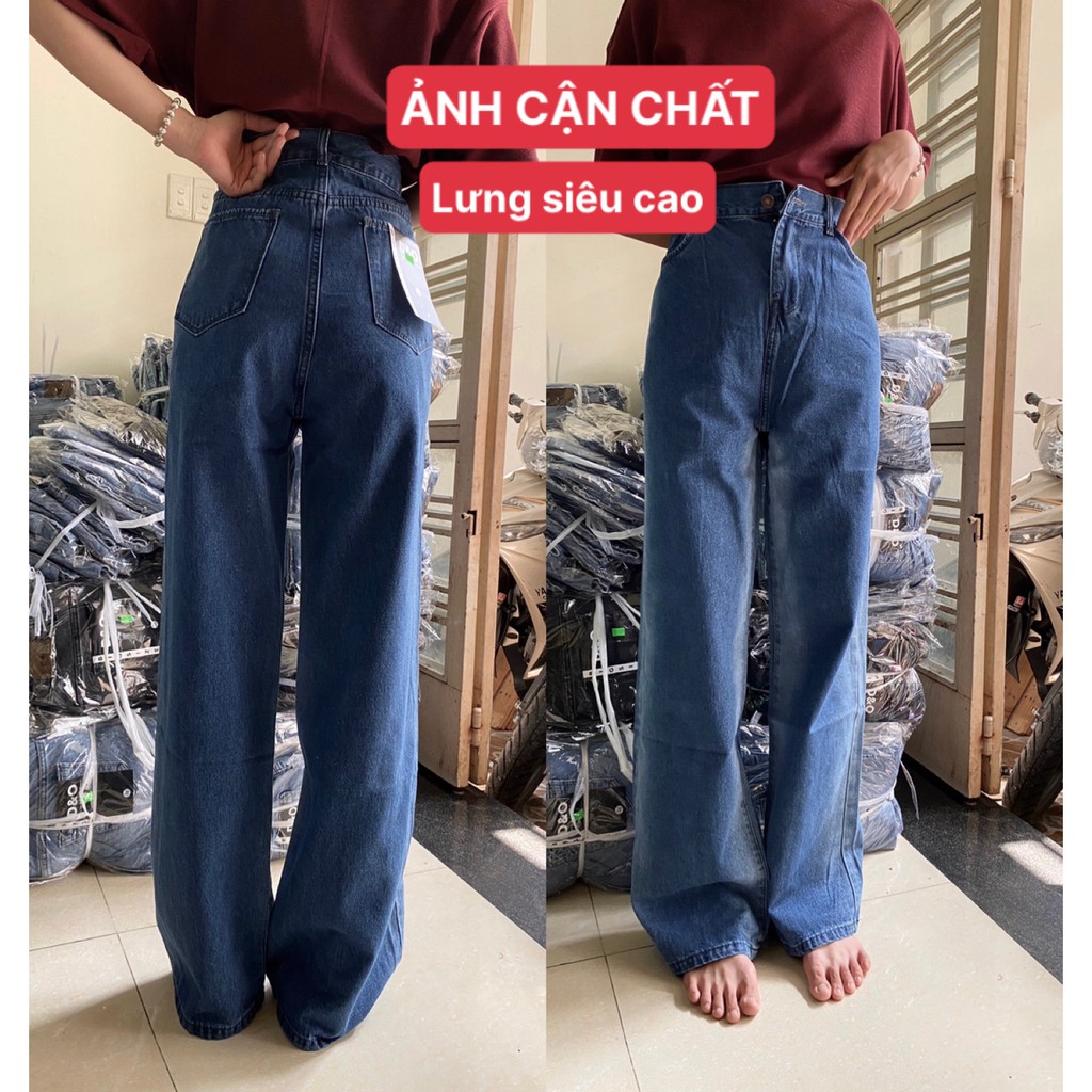 QUẦN JEAN NAM/NỮ ỐNG RỘNG Có Ảnh Cận Chất - Lưng Siêu Cao - Quần Suông Không Giãn Bigsize